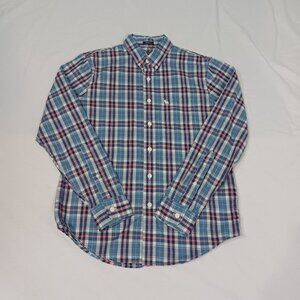 Abercrombie & Fitch Shirt Mens Blue Red Size Small Plaid Button Up Long Sleeve